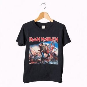 Iron Maiden Eddie Trooper Kids Graphic Band T-Shirt Black Size 6 Medium Rock Tee